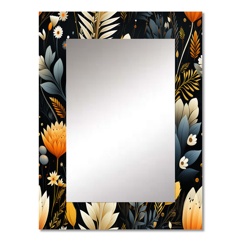 Motif boho inspiré de la nature Benedit - miroir mural botanique unique, miroir botanique, impression d'art en métal