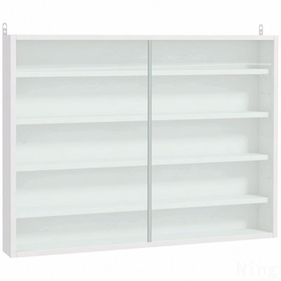 2-Door 5-Tier Wall-Mounted Glass Display Cabinet With Adjustable Shelves