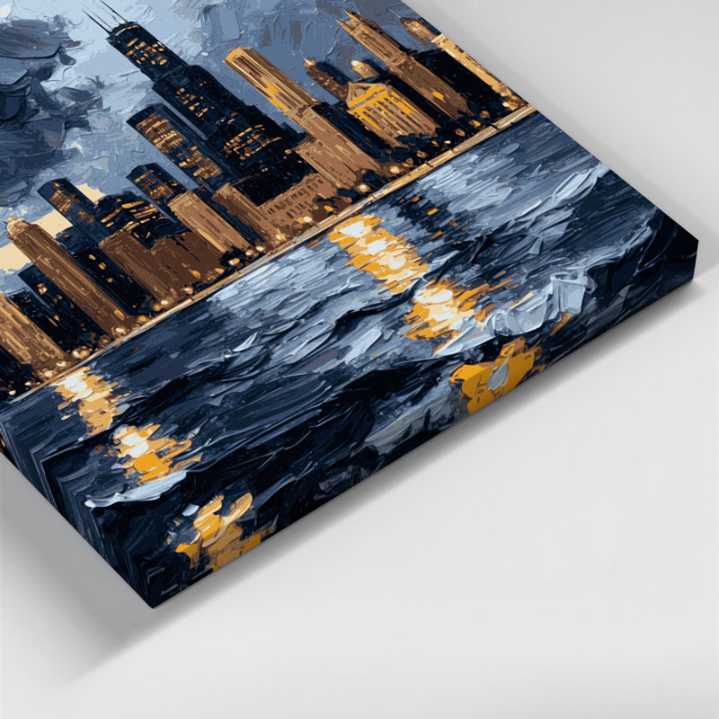 Art mural sur toile gris avec villes «Chicago», H 11 po x l 14 po