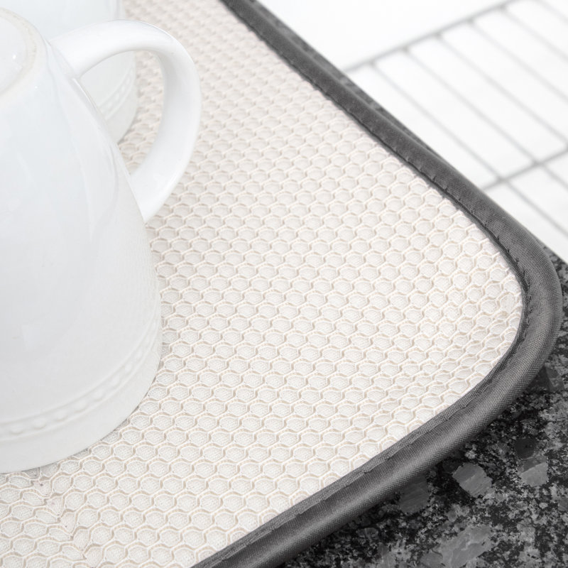 Pebble Gray Foldable Microfiber Dish Drying Mat Set