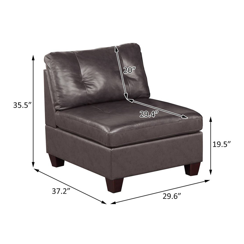 Chaise sans accoudoirs en cuir véritable, Cuir véritable café foncé
