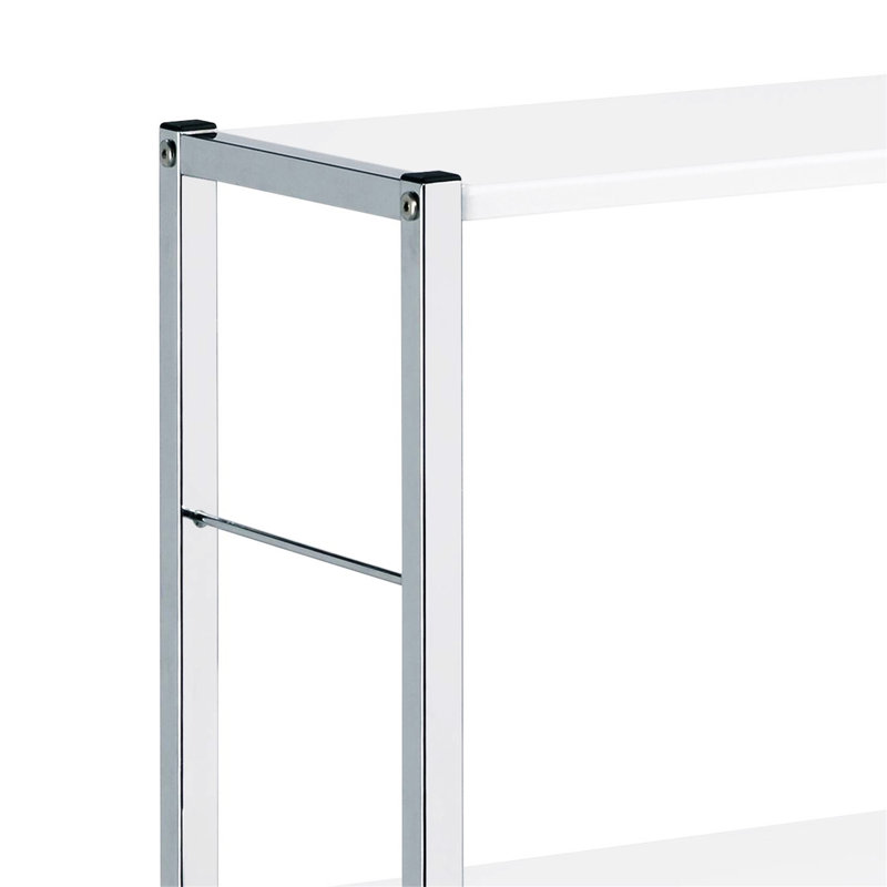 And Chrome 4-Tier Rectangular Bookshelf, White/Silver