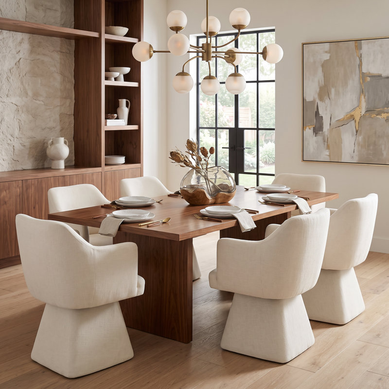 Chaise pivotante en tonneau avec accoudoirs, Beige