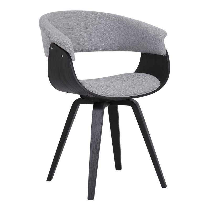 Krystyna Mid-Century Upholstered Dining Chair, Gray, Black