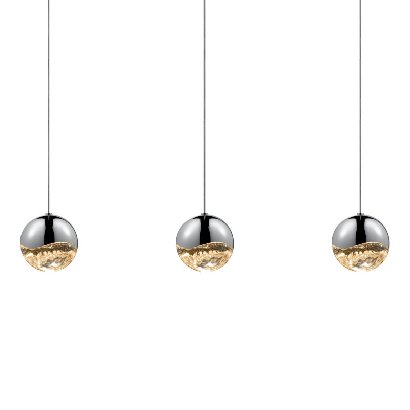 Grapes 3 - Light LED Pendant, Polished Chrome, 3.75" H x 37.75" W x 3.75" D