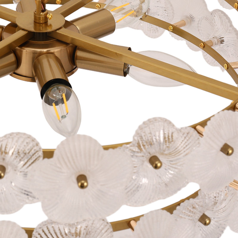 19,7 po Lustre tambour 6 lumières avec décoration florale