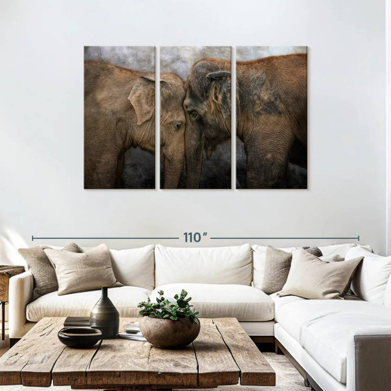 Brampt Elephant Young Love, 48" H x 74" W