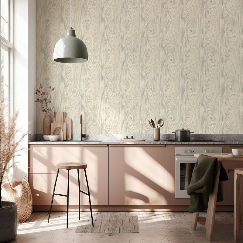 Faux Bois Woodgrain - Wood Wallpaper, Non-pasted, White