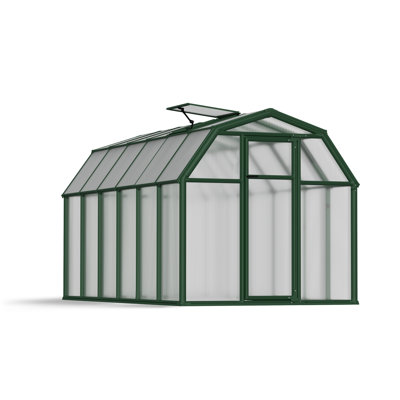 Palram - Canopia EcoGrow 2 - 6' W x 12' D Walk-In Hobby Twin Wall Polycarbonate Resin Frame Greenhouse Kit with Roof Vent - Green