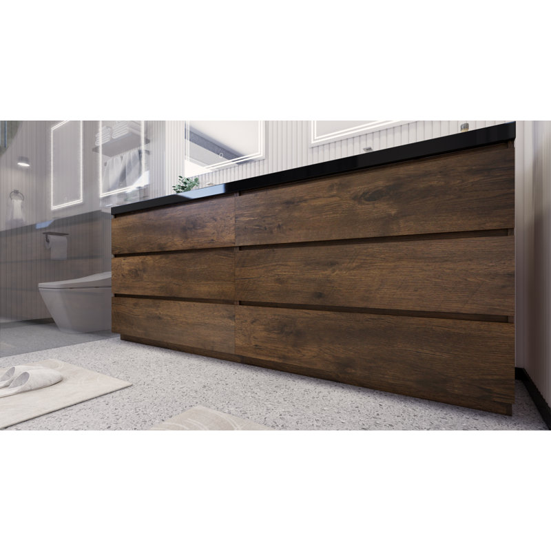 Santrice 83.5'' Double Bathroom Vanity with Acrylic Top, Rosewood