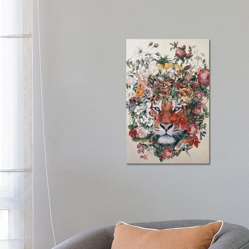 Flower Tiger by Riza Peker - Wrapped Canvas Print