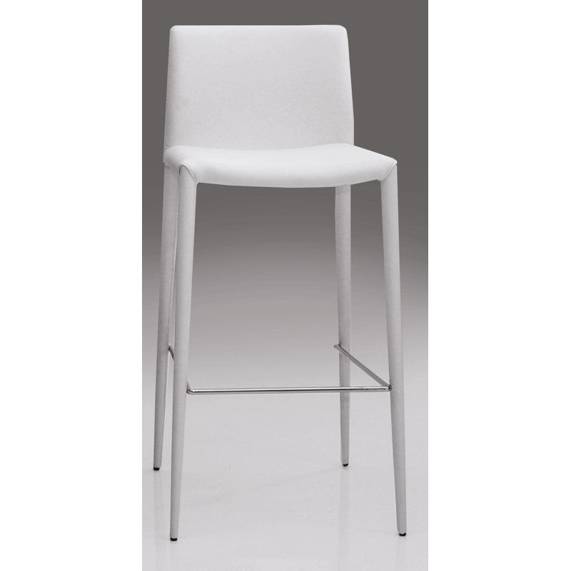 Zeno Upholstered Faux Leather Counter Stool, White, Counter Stool (26" Seat Height)