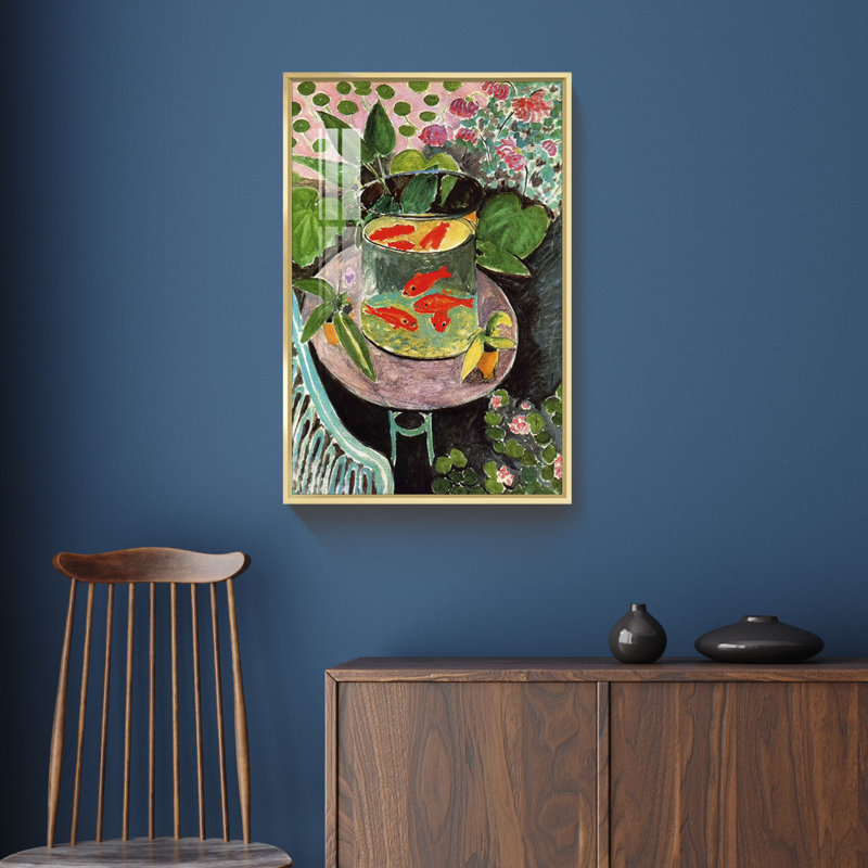 " Goldfish " by Henri Matisse, 24" H x 16" W x 1.3'' D, Gold Framed