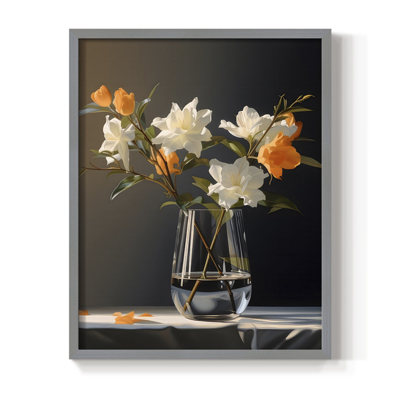 Reproduction encadrée Classy Vase II - bois massif, H 11 po x l 9 po, Gris