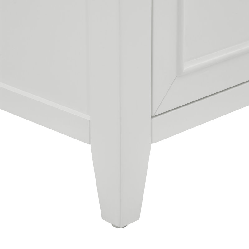 Lainey Meuble-lavabo autoportant blanc à simple cuve avec plateau en céramique