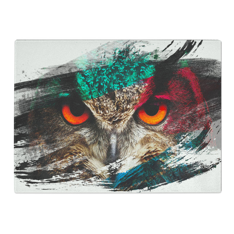 Owl Bird No.8  Glass Chopping Board