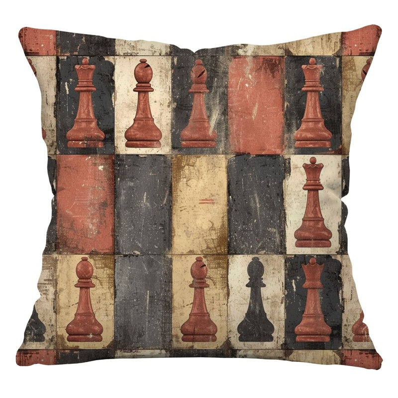 Coussin Blossom Trees, H 14 po x l 14 po, Noir / brun / rouge