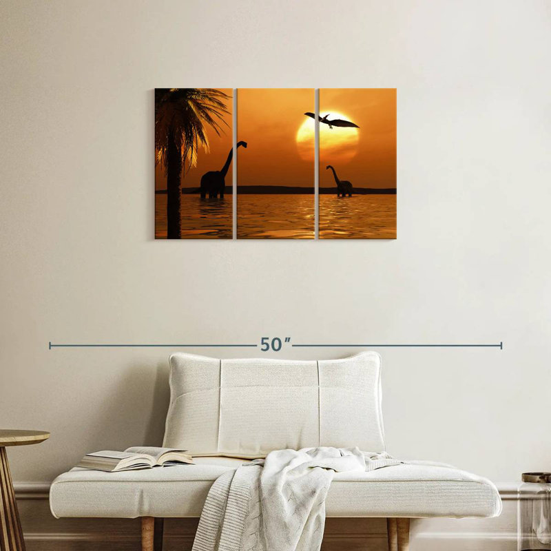 Gillard Beach Dinosaurs Sunset, 20" H x 33" W