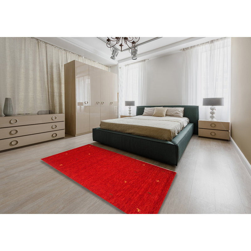 Tapis de zone rouge contemporaine, Rectangle 5 pi x 8 pi