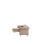 Canapé modulaire or capitonné avec revêtement en bois taupe