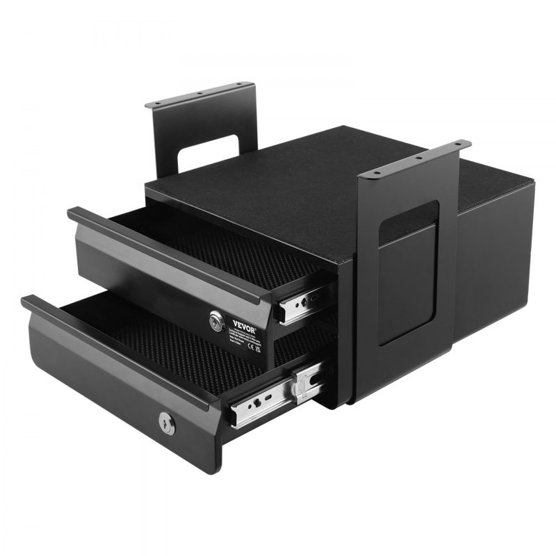 2 Drawer 13" Lockable Under Desk Drawer Organizer Slide-out Drawer Home Office