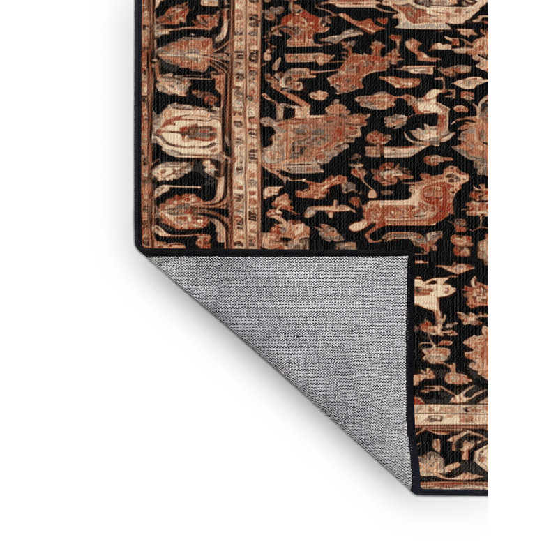 Machine Washable Persian Brown Area Rug, Square 7'