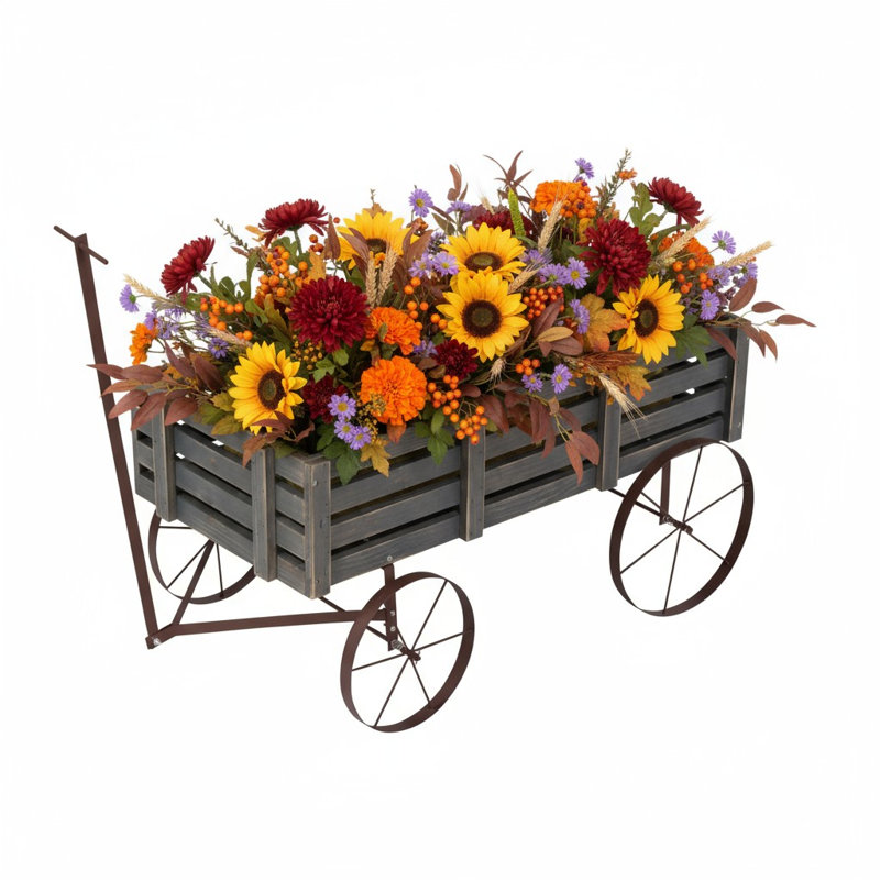 Heritage 28.5" Decorative Wagon Garden Planter, Gray