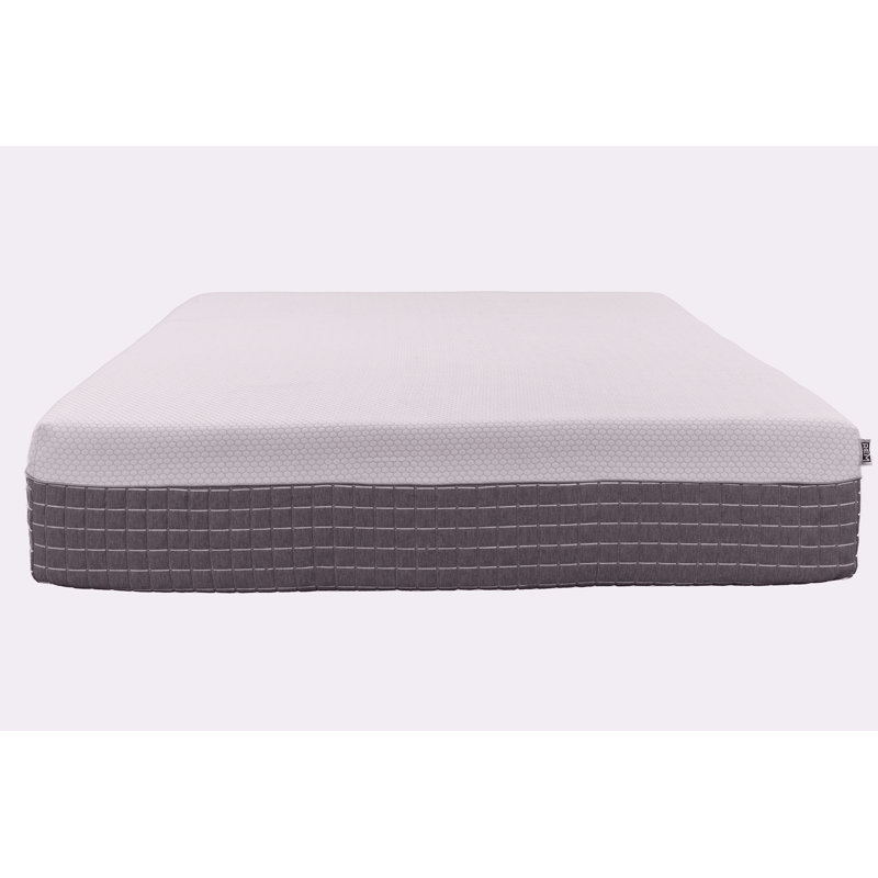 Housse en tricot gris à 5 couches, mousse viscoélastique hybride et ressorts de 12 pouces, Lit simple