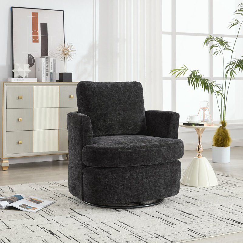 Fauteuil demi-tonneau pivotant à 360 degrés, Noir
