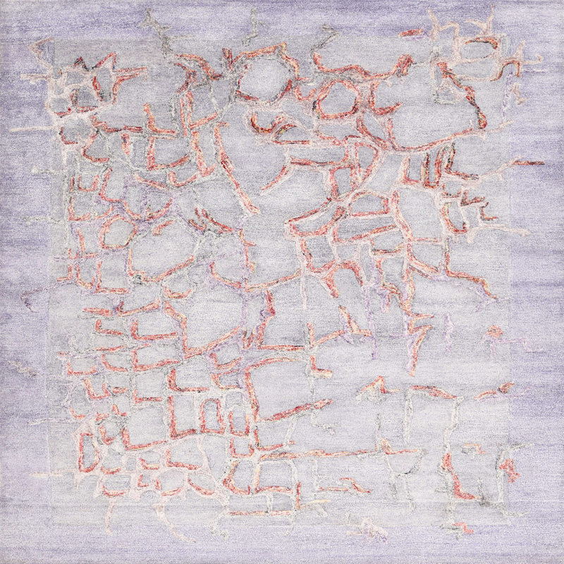 Tapis abstrait mauve clair, Carré 6 pi