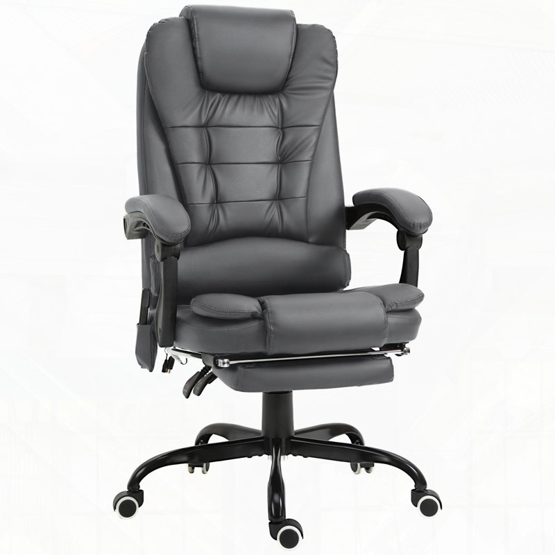 7-Point Vibrating Massage Office Chair with Reclining Back, Gray