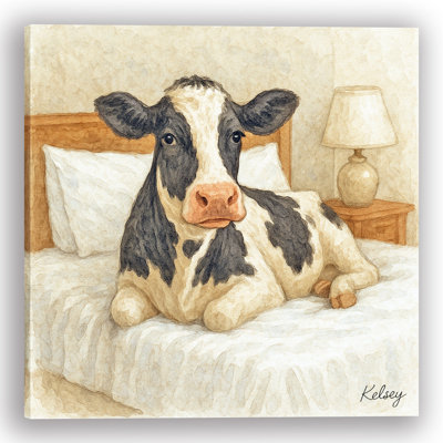 «Moo-dernier Comfort» - Vache amusante sur toile, art mural
