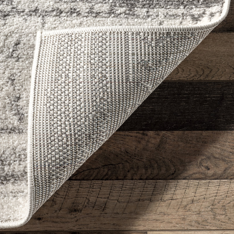 Tapis à motif rayé Jacore pour le salon, la chambre à coucher, la salle à manger et la cuisine, gris / blanc cassé
