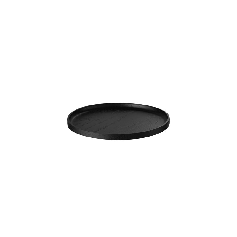 Plateau rond en chêne OKU, H 0,8 po x l 9,9 po x P 9,9 po, Noir