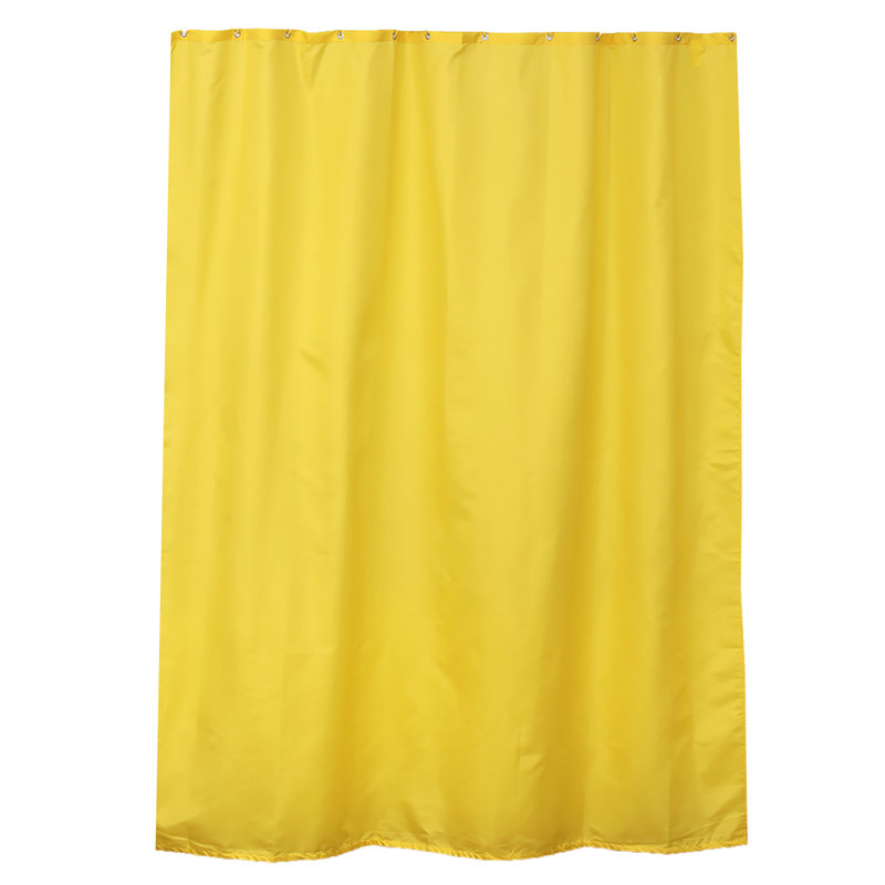 Solid Colours Extra Long Shower Curtain Polyester with Matching Hooks, Yellow