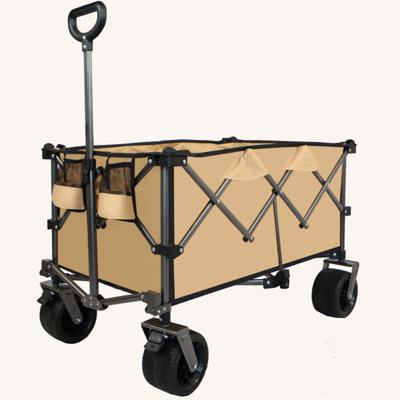 Collapsible Folding Wagon, Push Pull Foldable Beach Wagon Cart -  Tech Cube, TCYX03686A