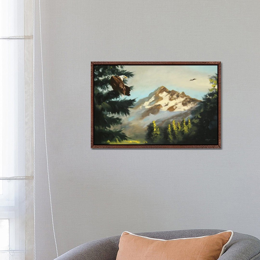 Weißkopfseeadler mit Bergblick von D. "Rusty" Rust - Galerie-umwickelte Leinwand Giclée auf Leinwand