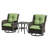 2-Person Outdoor Patio Conversation Rattan Seating Group With 1 Coffee Table,2 Swivel Chairs and Green Cushions-262601418