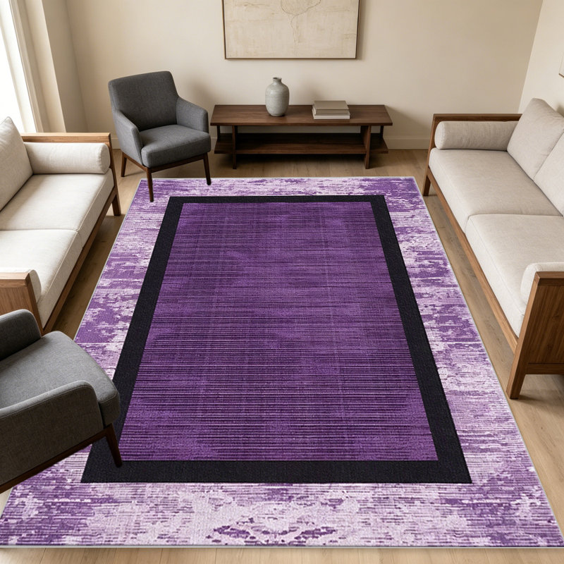 Purple Modern Bordered carpet-easy to clean, machine-washable, soft and comfortable; suitable for door mats, kitchens, living rooms, bedrooms, corridors, and laundry areas. Easy to clean, durable carpet for home decoration.