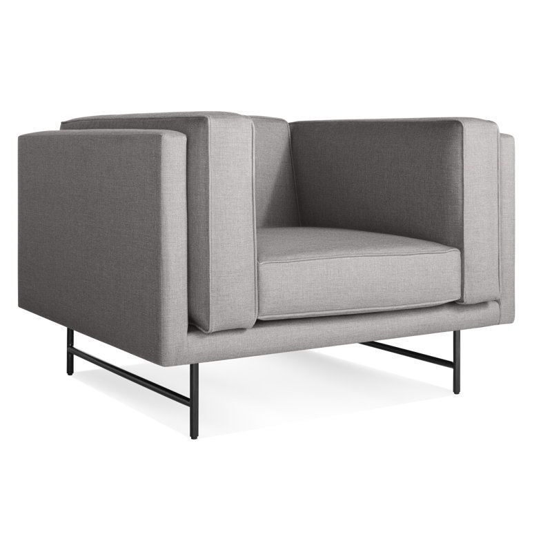 Bank Club Chair, Black, Vern Grey