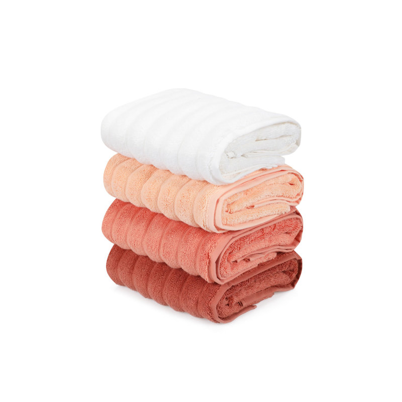 Ensemble de 4 serviettes 100% coton Beraldo, Orange / rouge / jaune