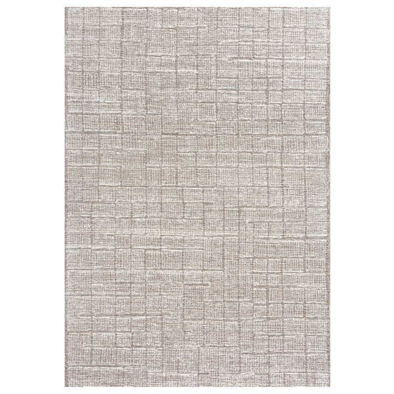 Tapis géométrique en laine touffeté à la main brun Kadejha, Rectangle 8 pi 6 po x 11 pi 6 po