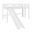 Lit mezzanine simple avec échelle et glissade, lits mezzanine avec rails de sécurité, lit mezzanine bas simple en bois avec espace de rangement-591665062