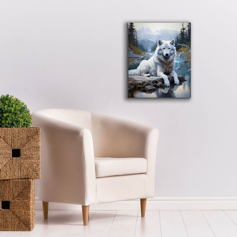 Toile épique «White Wolf Parmi La Glace» par Momart, H 24 po x l 20 po x P 0,75 po