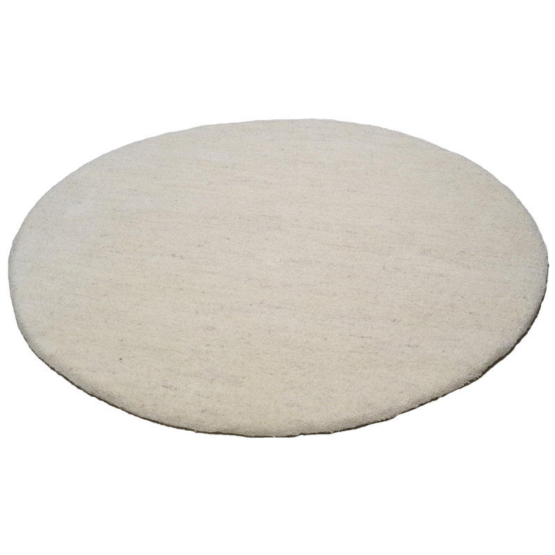Lene Hand Knotted Wool White Rug, Round 150 cm