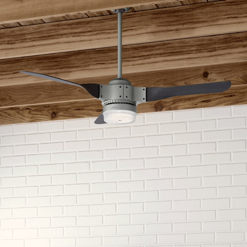 54" Apache 3 - Blade LED Smart Standard Ceiling Fan with Remote Control, Matte Silver