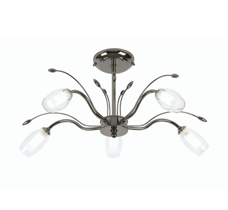 Newland Glass Semi Flush Mount, Antique Silver