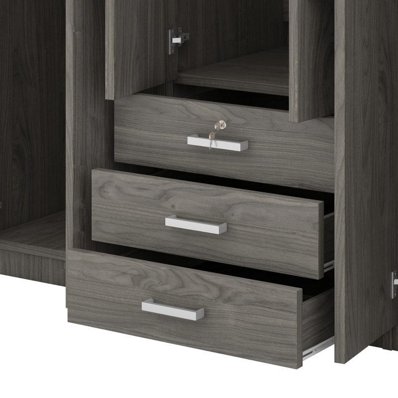 Armoire 6 portes avec 3 tiroirs Eford, Gris