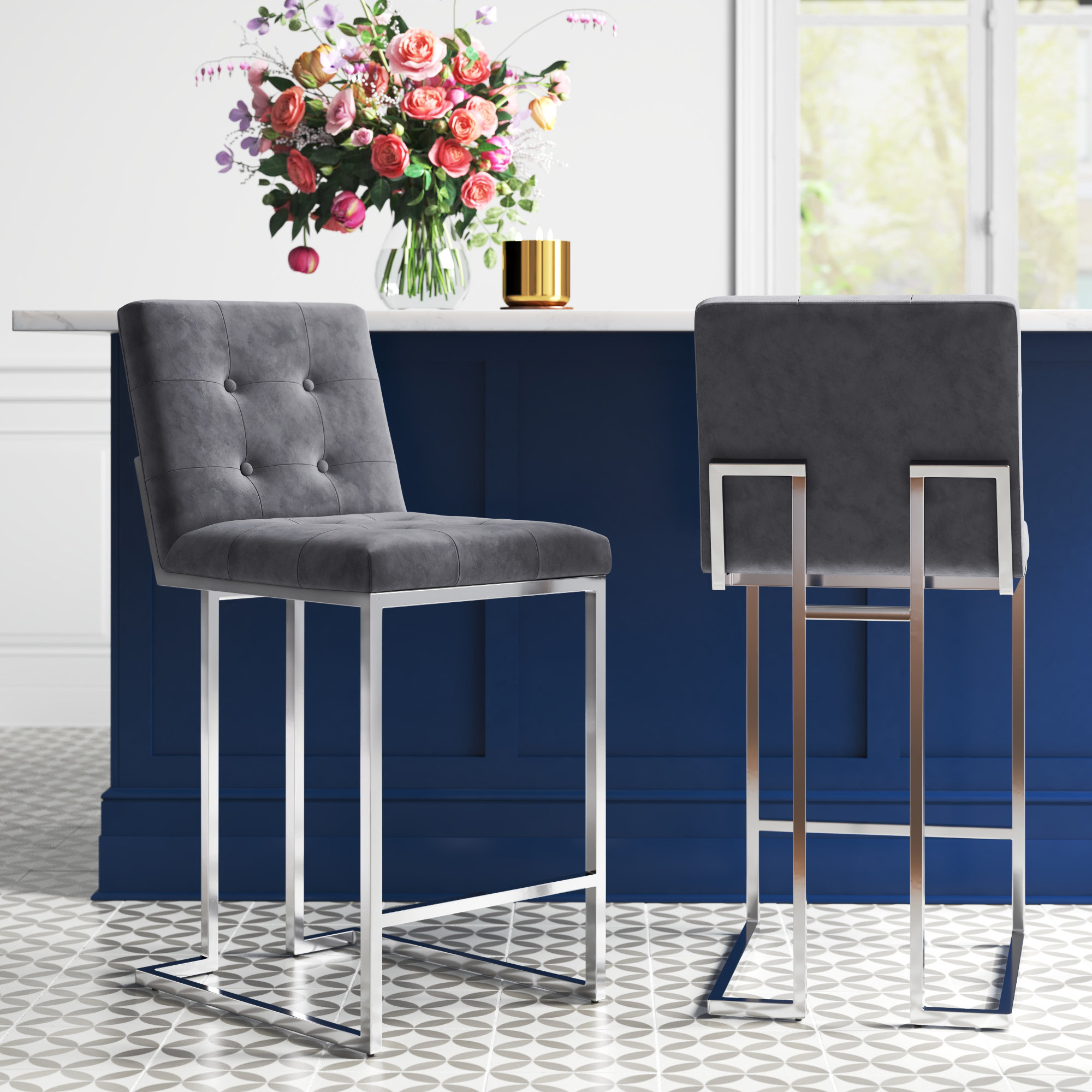 Grey blue outlet bar stools