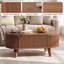 Table basse à plateau relevable avec rangement, table convertible cannelée moderne de 31,5 pouces avec compartiments cachés pour le salon-601928758